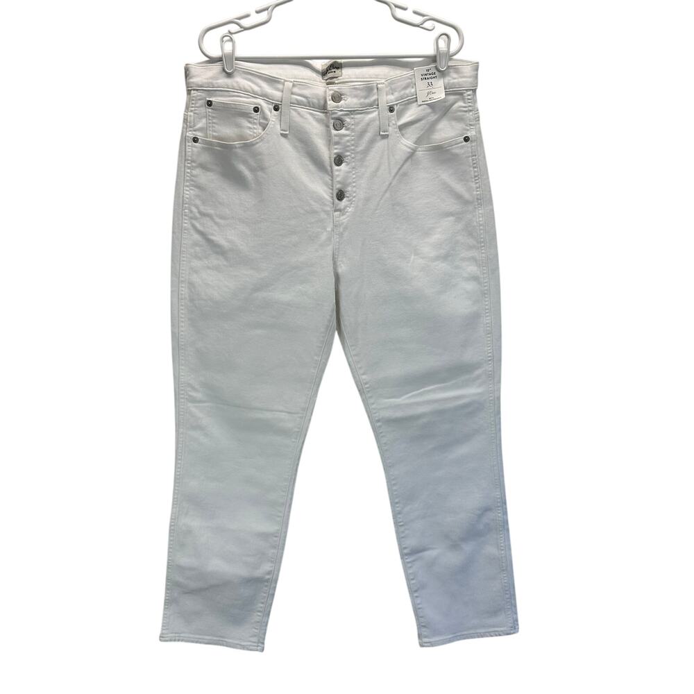 NWT J. Crew 10" Vintage Slim-Straight Jeans in White Size 33